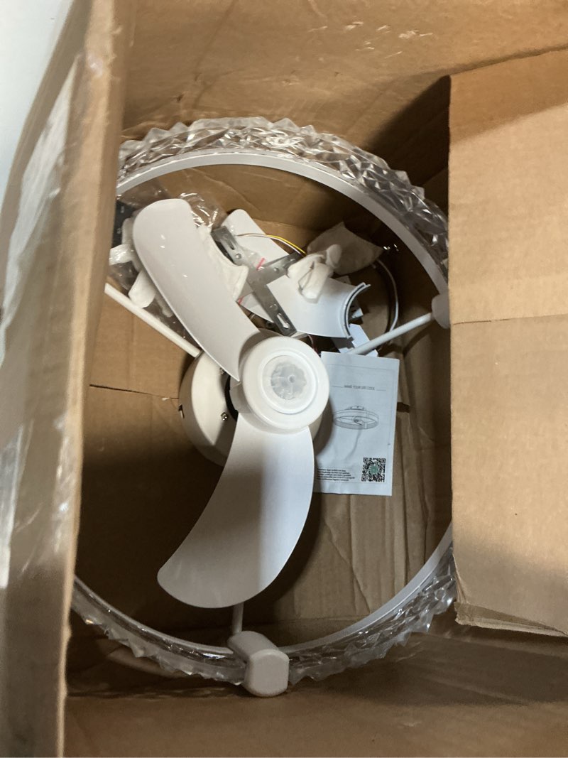 Condition photo showing As Is for Ceiling Fans with Lights and Remote App 20'' Low Profile Ceiling Fan 3000-6500K 0-100% Dimmable Modern Flush Mount Ceiling Fan Light LED 6 Speeds Fandelier Ceiling Fans for Bedroom small living room 20 inches