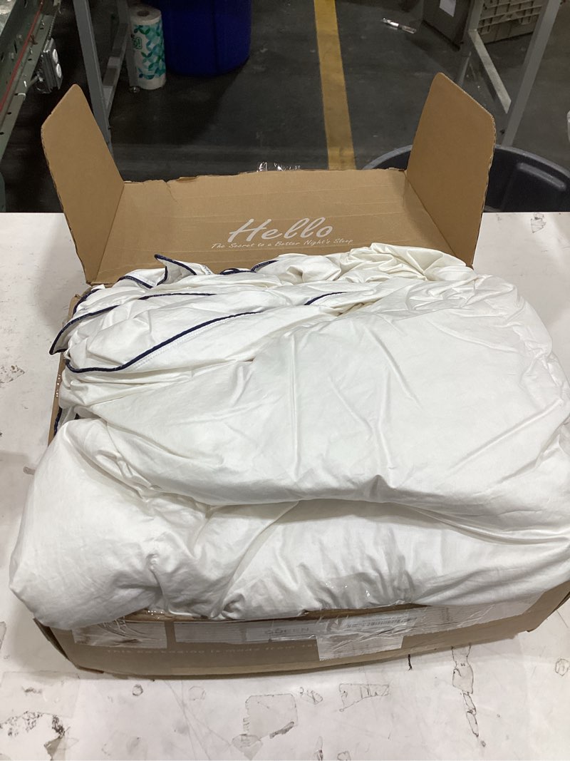 Condition photo showing Good Condition for pacific coast down comforters queen size, 100% cotton duvet insert, extra fluffy white comforter, ultra-soft, breathable, all season hotel luxury bedding comforters, 8 corner & center loops (90"x90")