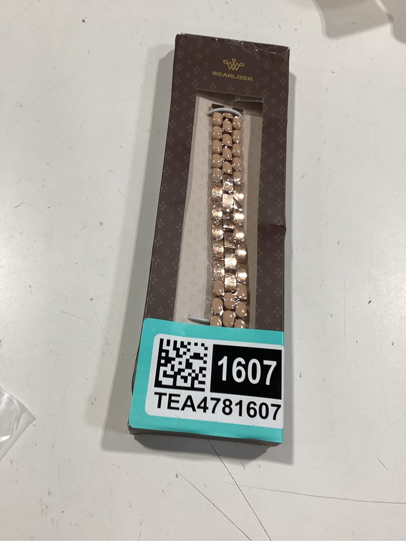 Condition photo showing New/Like New for wearlizer metal bracelet compatible with samsung galaxy watch 7 band 6 5 4 active 2 fe 40mm 44mm/watch 6 4 classic/5 pro/3, 20mm enamel dressy stainless steel strap for samsung watch bands women rose gold/nude