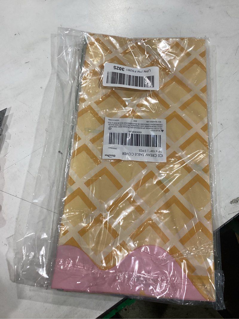 Condition photo showing Good Condition for Gatherfun Ice Cream Party Supplies: 2-Pack Ice Cream Birthday Party Decorations,Disposable Plastic Tablecloth, Ideal Table Cover for Kids & Girls Birthday, Baby Shower & Themed Parties, 54 x 108 Inch