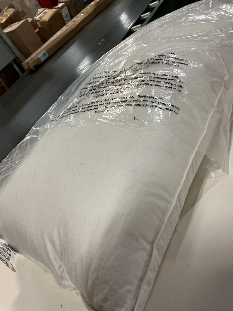 Condition photo showing As Is for luxe goose down pillow, king, firm/extra firm