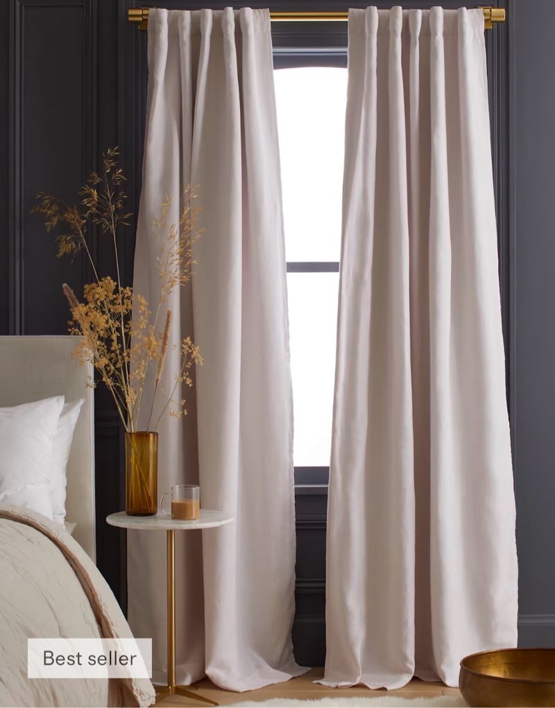 quince european linen blackout curtain 48”x96” vintage blush 1 panel