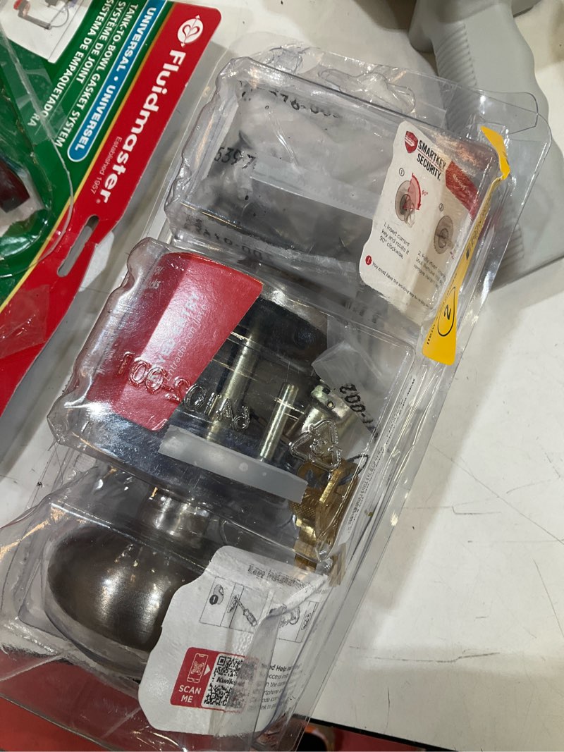 Condition photo showing As Is for kwikset smartkey security satin nickel entry knob kw1 2-3/4 in.