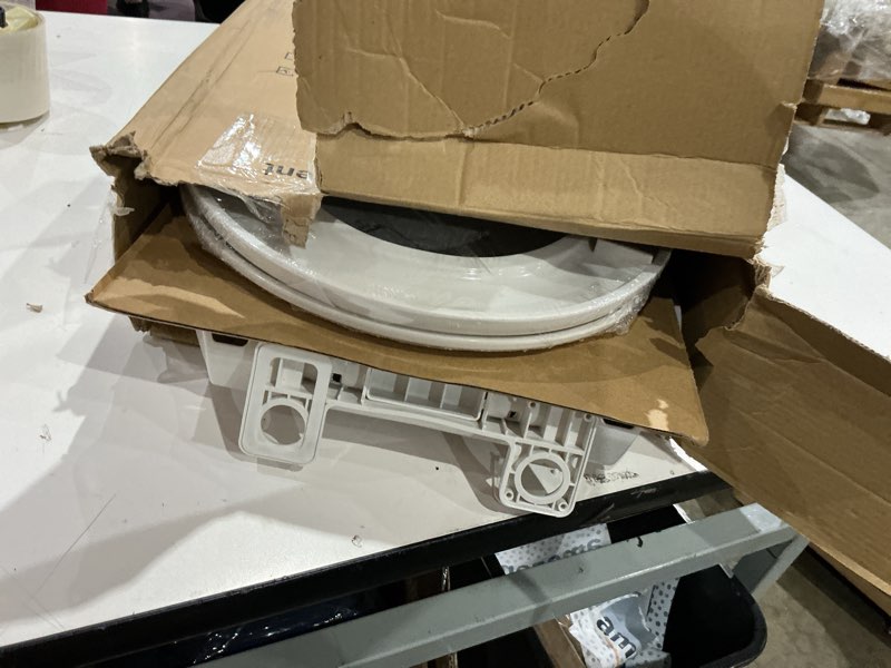 Condition photo showing As Is for aünsffer toilet seat round soft close 2 pack, toilet lid round slow close 16.5 inch, pp material safe and easy clean, quick installation & never loosen, comfortable ergonomic design (white, 2 pack) white round 16.5inch 2 pack