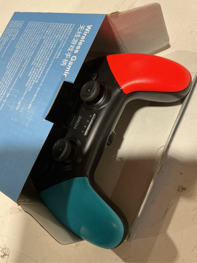 Condition photo showing Good Condition for joso wireless mobile gaming controller for iphone, android, ipad, tablet, pc, phone controller with phone clip supports cloud game, cod mobile, genshin immpact, remote player gamepad black+blue+red