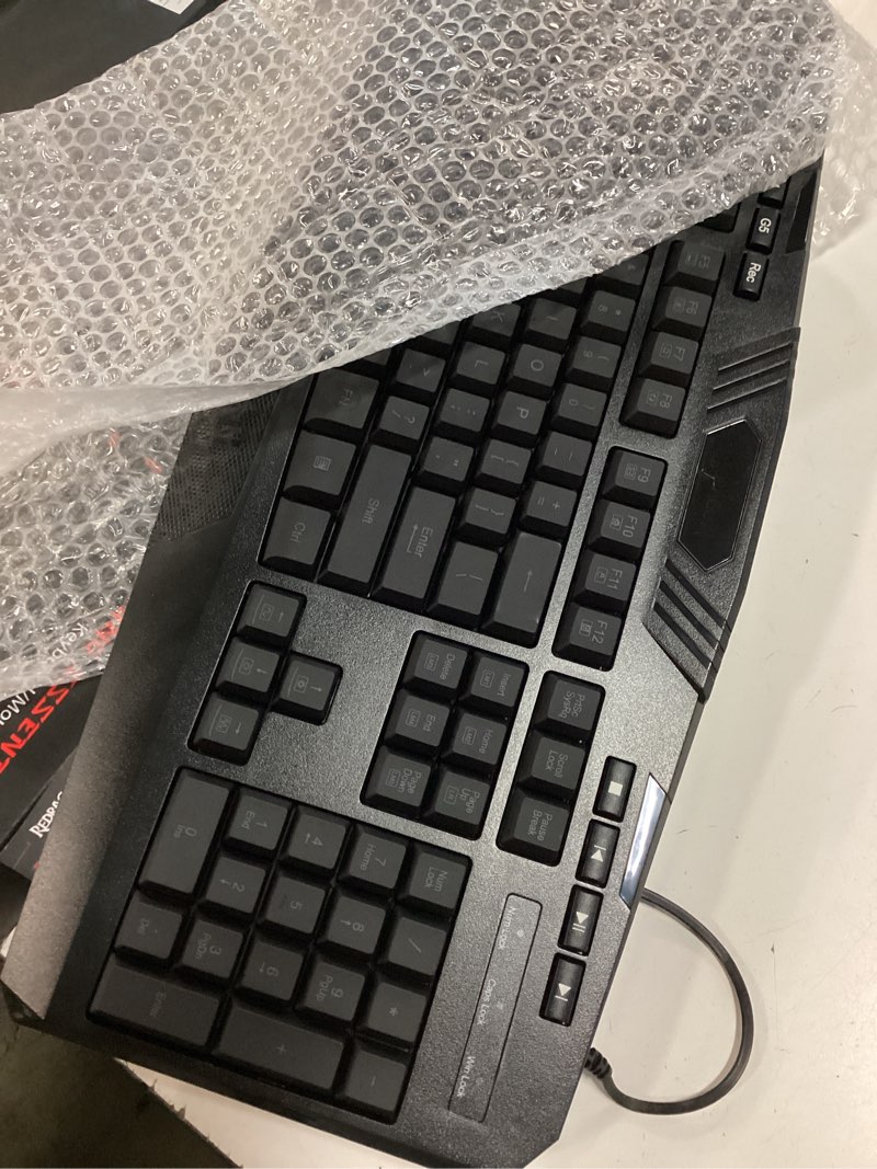 Condition photo showing As Is for redragon s101-3 pro gaming keyboard and mouse, rgb backlit programmable keyboard mouse with software, independent macro record keys, value combo set, new update version black