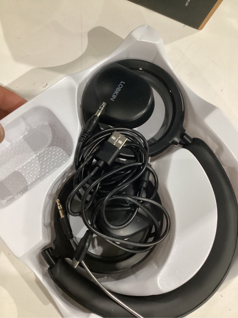 Condition photo showing Good Condition for lobkin open ear headphones, bluetooth 6.0 wireless headset with detachable mic, adjustable rgb lights, voice assistant comfortable breathable safe lightweight over ear headphones for working gaming open ear headphones black