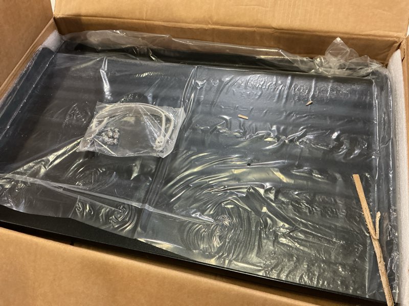 Condition photo showing New/Like New for lotfun 25" x 16" carbon steel cooking griddle for outdoor gas grill, universal griddle flat top plate insert with grease groove and removable handles for electric/charcoal/gas grill, camping,party