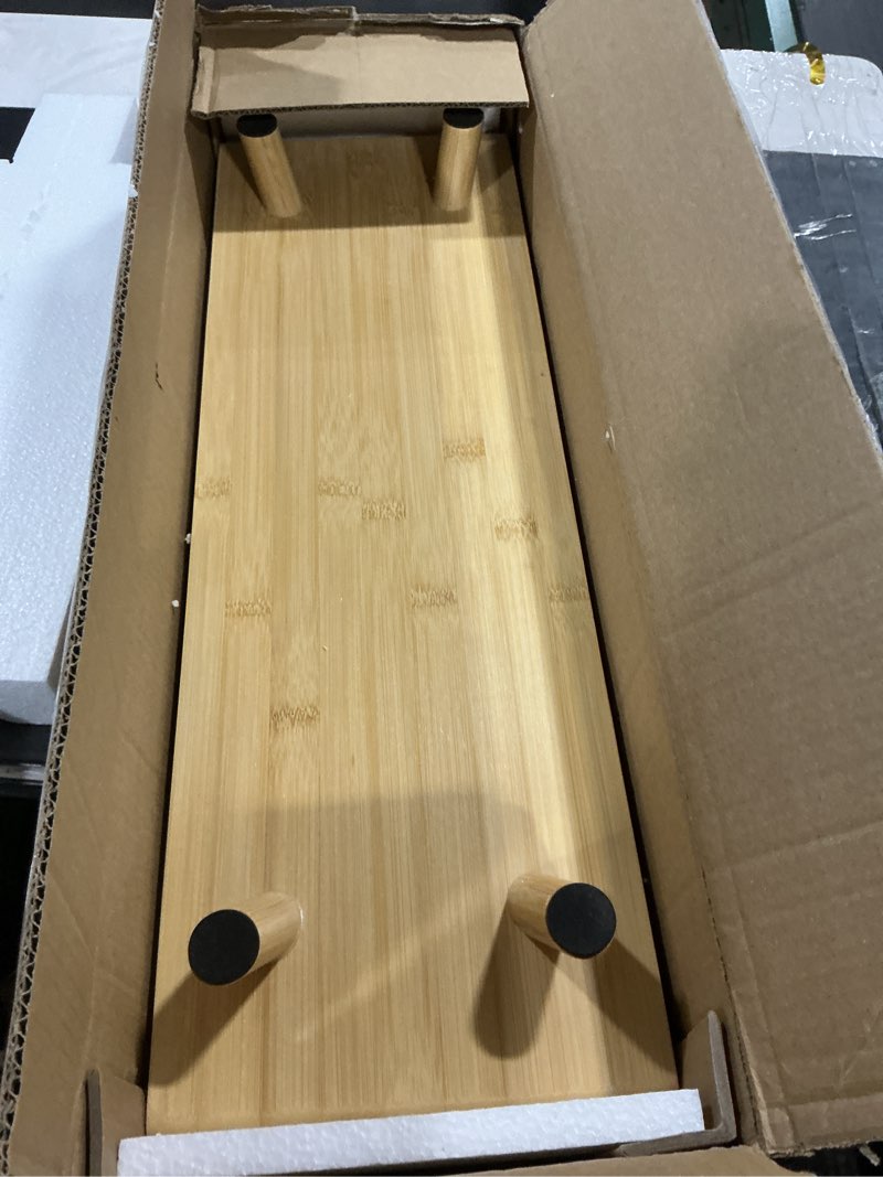 homerays bamboo monitor stand riser, no assembly required exquisite monitor stand with drawer ergono