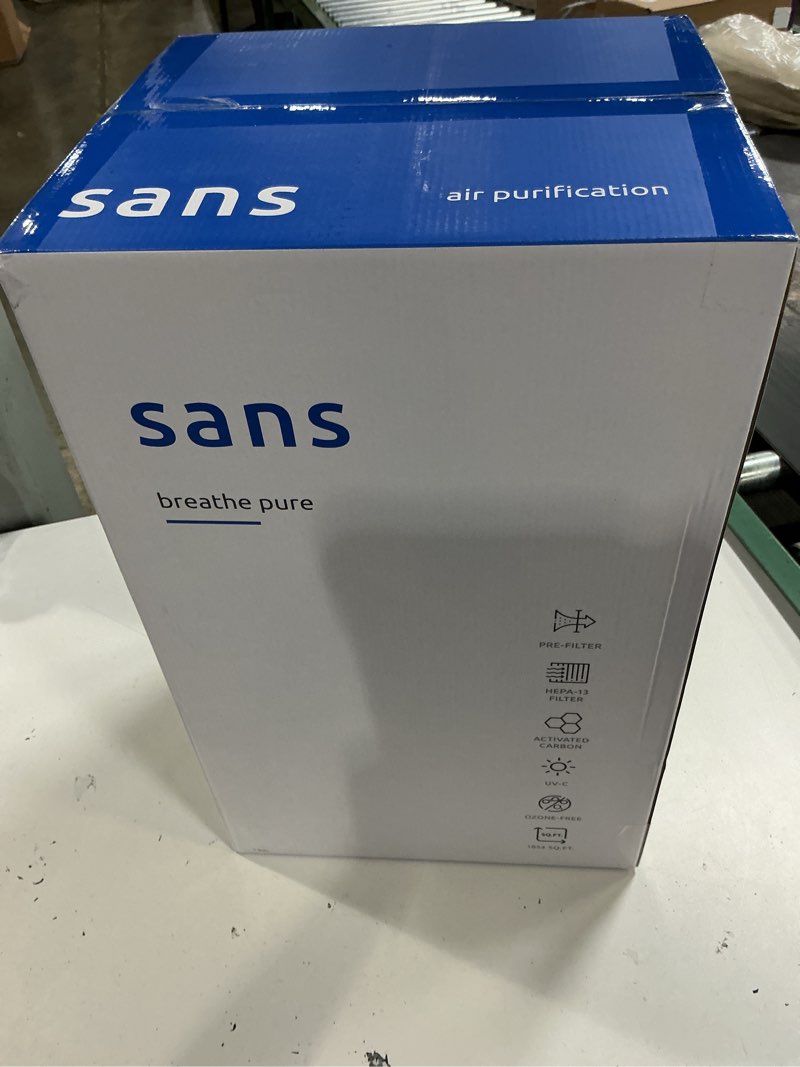 Condition photo showing New/Like New for sans hepa 13 air purifier - white - 1560ft² ultra-quiet home air purifier, pre-filter, activated carbon, uv-c light, protect from odors, smoke, pollutants, allergens, dust, dander, harmful chemicals