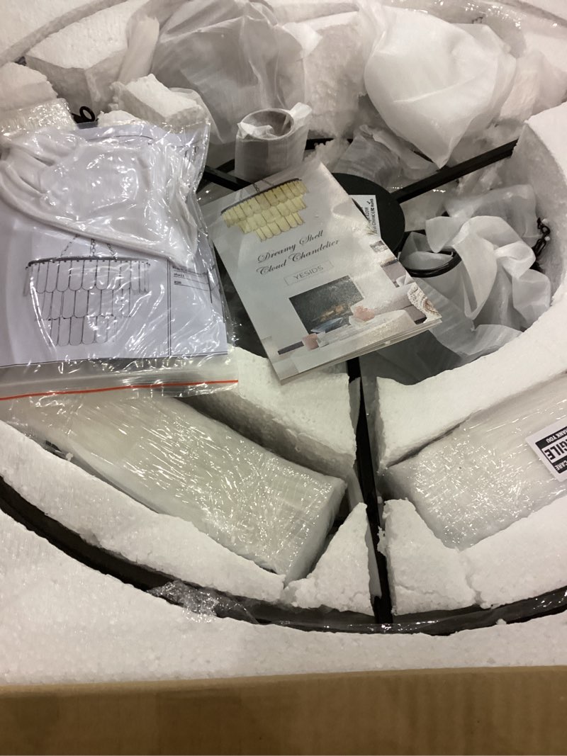 YESIDS 6-Light Chandelier Shell 3 Tiered Faceted Black Chandeliers for Dining Room Modern Pendant Li