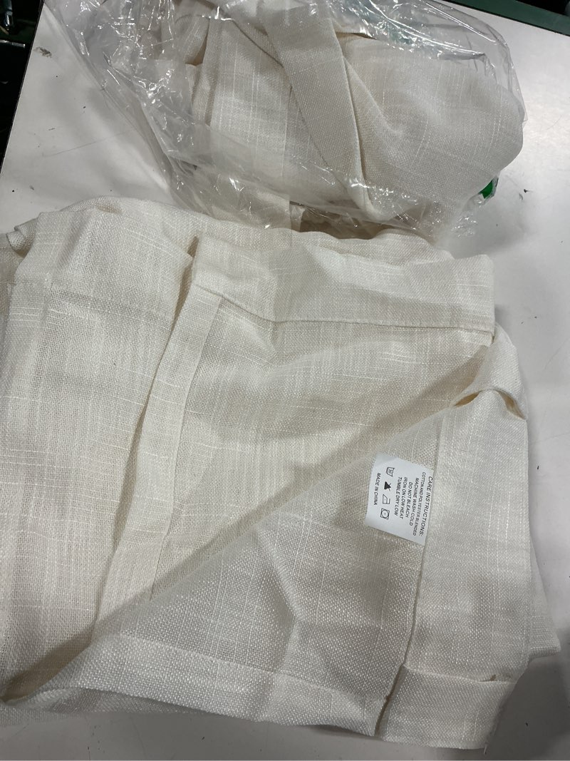 Condition photo showing Good Condition for youngstex 72 inch length beige linen curtains for living room, cream light filtering window drapes rustic semi sheer with rod pocket back tab for bedroom, 2 panels, 52 x 72 inch beige 52"w x 72"l (pack of 2)