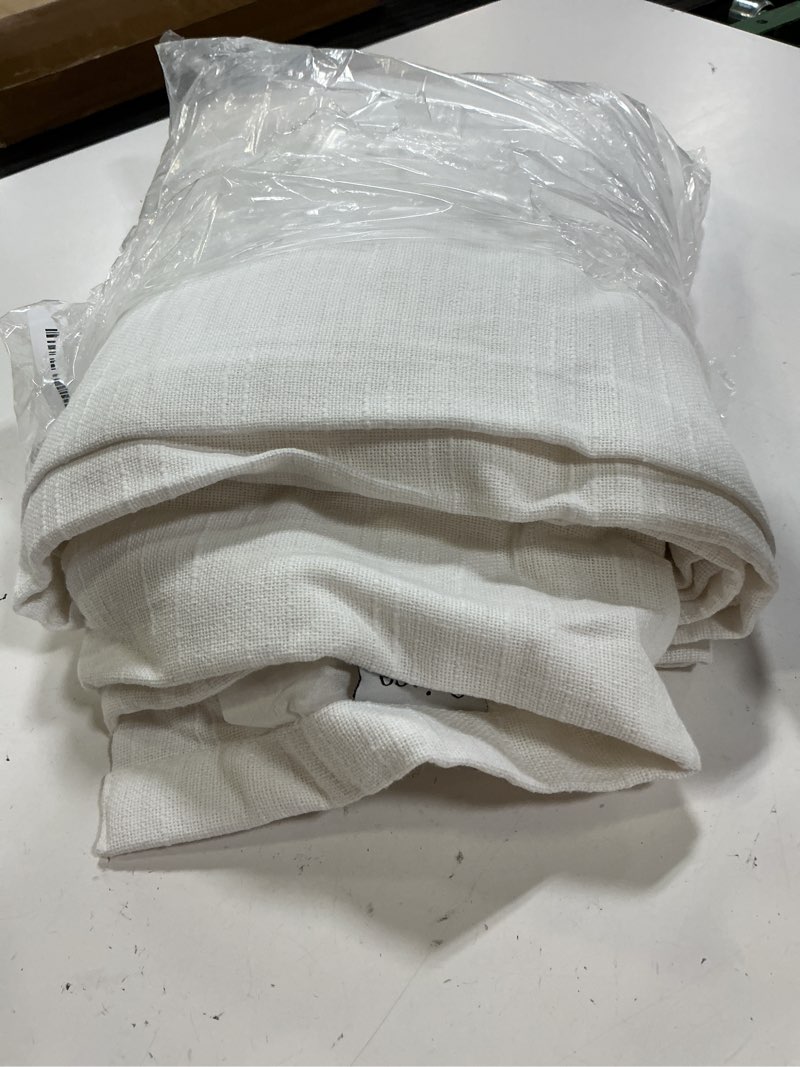 Condition photo showing As Is for cotton slub curtain - single panel, 48x108, white
