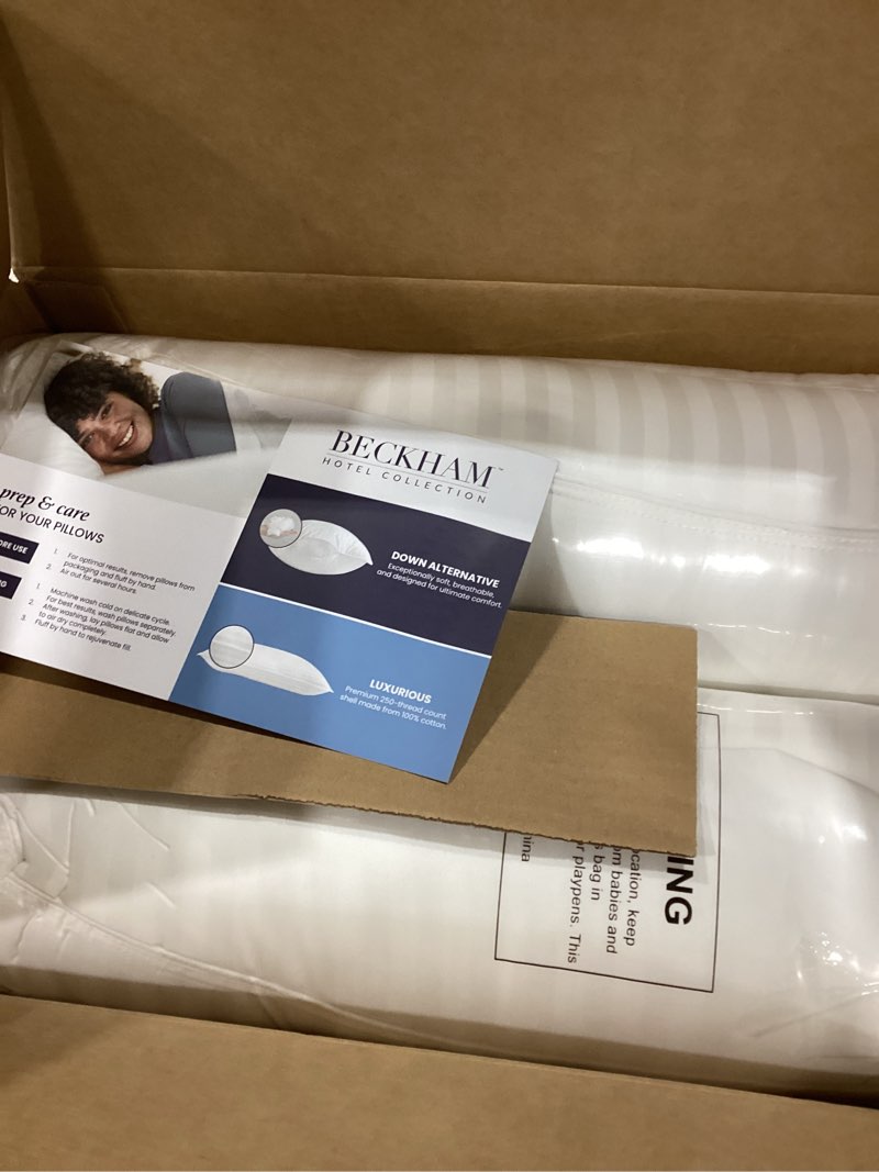 Condition photo showing New/Like New for Beckham Hotel Collection Bed Pillows Standard/Queen Size Set of 2 - Original Soft Down Alternative Pillow for Sleeping - Soft Support for Back, Stomach or Side Sleepers Queen / Standard White