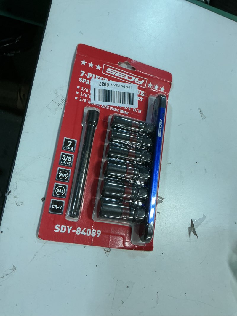 Condition photo showing New/Like New for 8-Piece 3/8''-Drive Spark Plug Socket Set, SAE & Metric Impact Spark Plug Socket Set with Magnetic Rail, 9/16-inch, 5/8-inch, 3/4-inch, 13/16-inch, 14mm, 18mm, Extension Bars 8 pcs (with 6" extension bar)