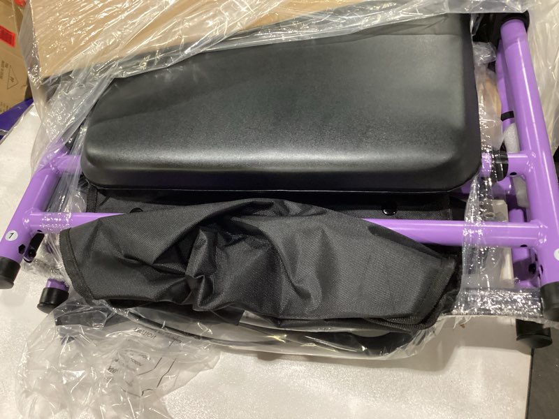Condition photo showing New/Like New for HOMLAND Foldable Rollator Walkers with Seat for Seniors, 8'' Big Wheels, 350 lb. Weight Capacity, Adjustable Handles and Seat Height, Lightweight Rolling Walker, Purple 350 Pound Purple