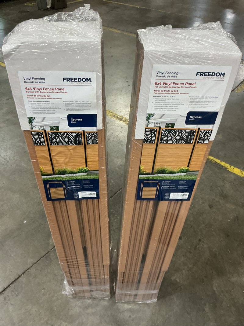 Condition photo showing Good Condition for (2 pack )freedom 6-ft h x 4-ft w cypress vinyl flat-top fence panel (assembled)