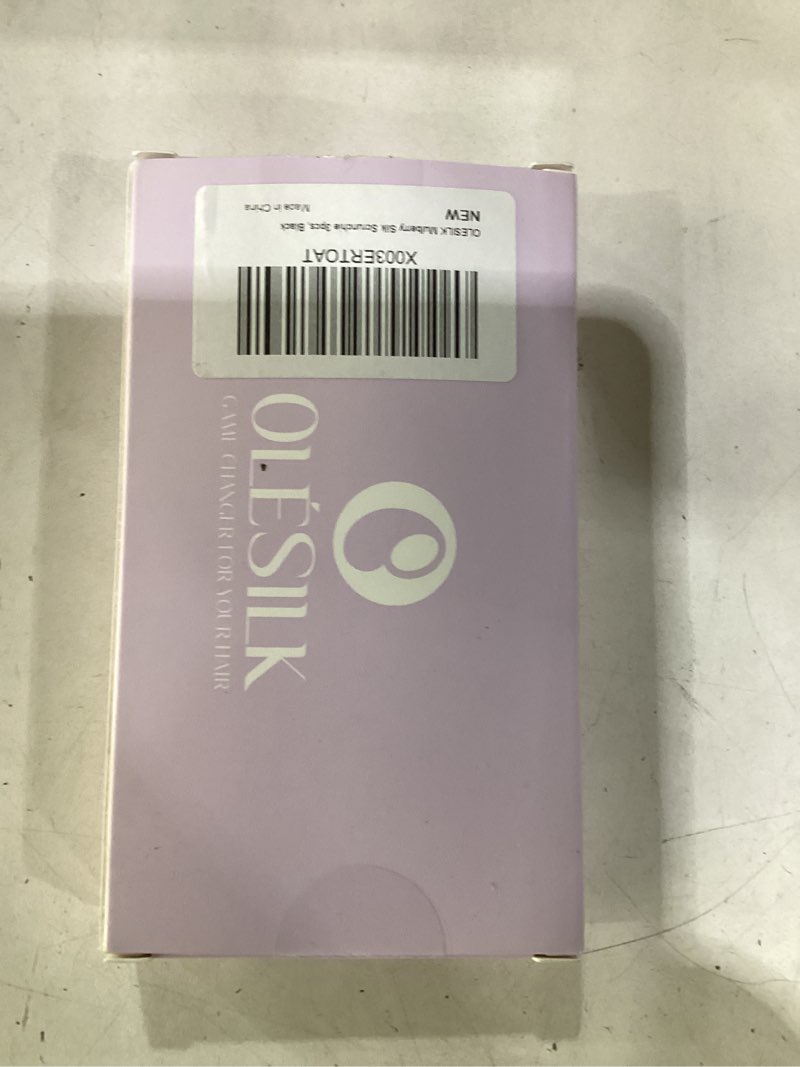 Condition photo showing New/Like New for olesilk 100% mulberry silk-scrunchies for hair sleep, women grils silk hair ties for frizz & breakage curly hair, no damage, elastics ponytail holder, 3 pack dark night black