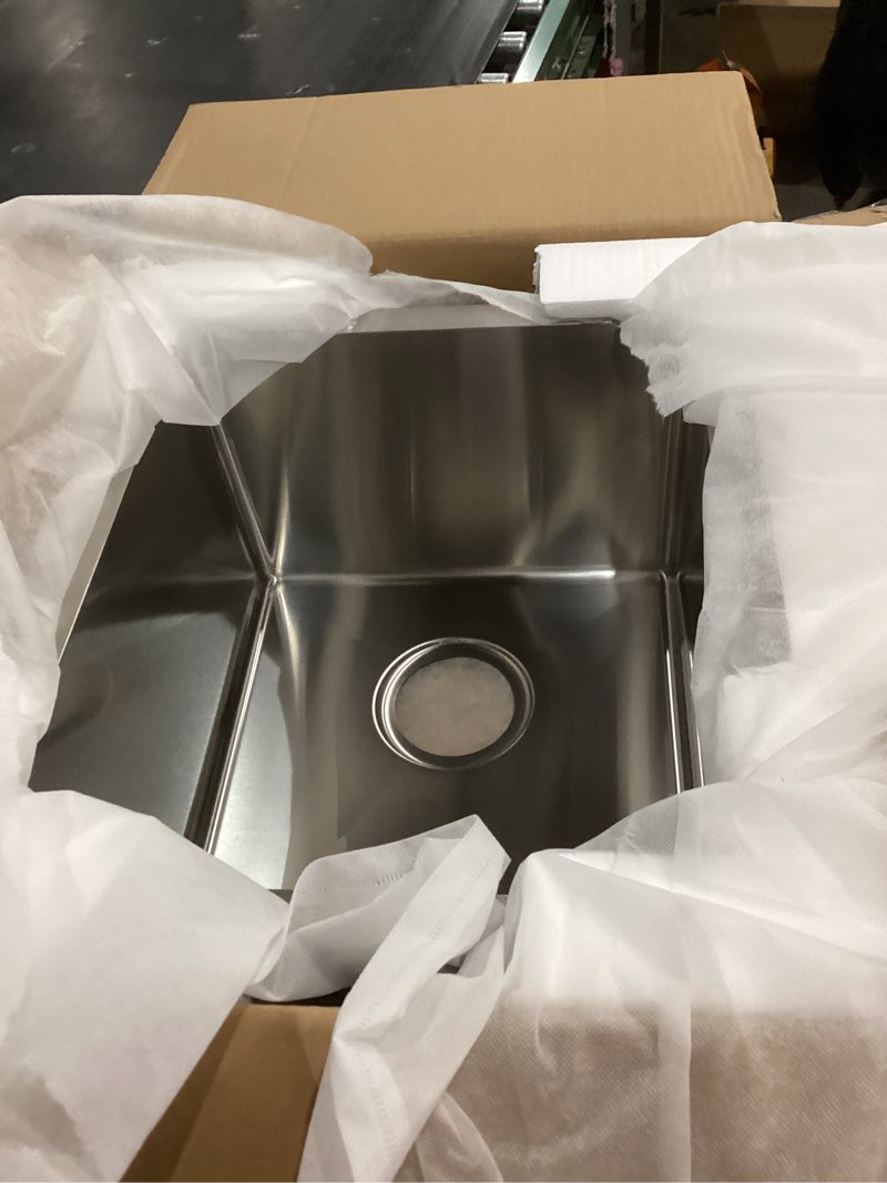 Condition photo showing Good Condition for stainless steel undermount bar sink, 15 x 17 inches small wet bar undermount 16 gauge sus304 brushed nickel single bowl outdoor kitchen sink brushed nickel 15"x17"x10"