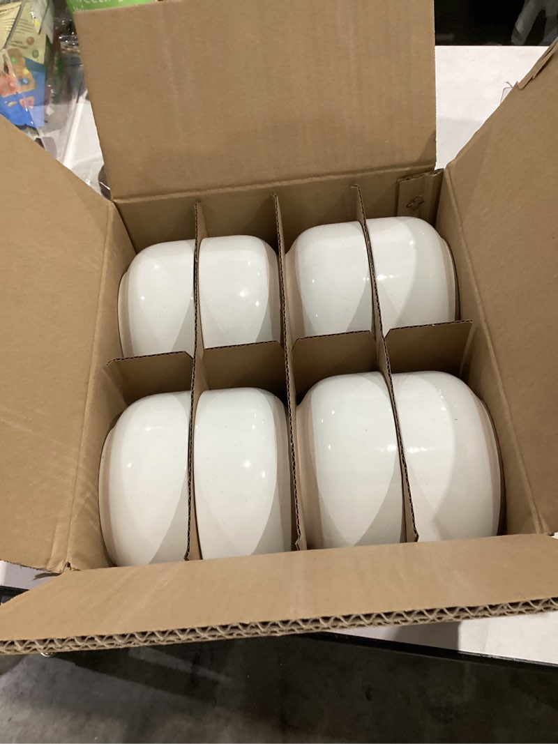 Condition photo showing New/Like New for Plates and Bowls Sets, Scratch Resistant Dinnerware Sets for 8, 24 Pieces Porcelain Ceramic Dishware Dishes Set, Modern Stoneware Kitchen Dinner Set, Microwave and Dishwasher Safe, Cream White