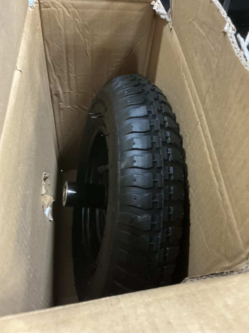 Condition photo showing Good Condition for 14.5\" Wheelbarrow Tire, 3.50-8” Pneumatic Tire, Universal Wheelbarrow Wheel for 4.80/4.00-8”, 4.00-6”, and 2.50-8”, with 6\" Centered Hub, 5/8\" Axle Bore Hole, Sealed Bearings 3.50-8 | Tire and Wheel