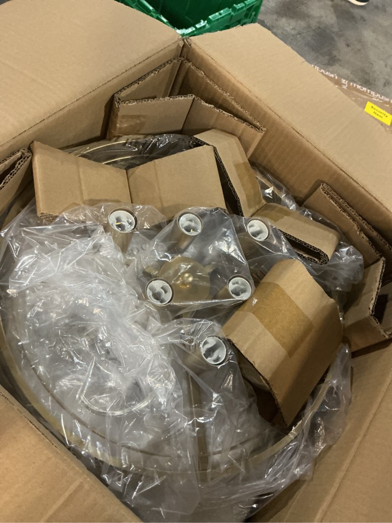 Condition photo showing Good Condition for Gold Crystal Chandeliers 16" Modern 6-Light Small Pendant Light Luxury 3 Tiers K9 Crystal Ceiling Pendant Round Light Fixture for Dining Room Entryway Kitchen Bedroom Closet Gold Small-16”