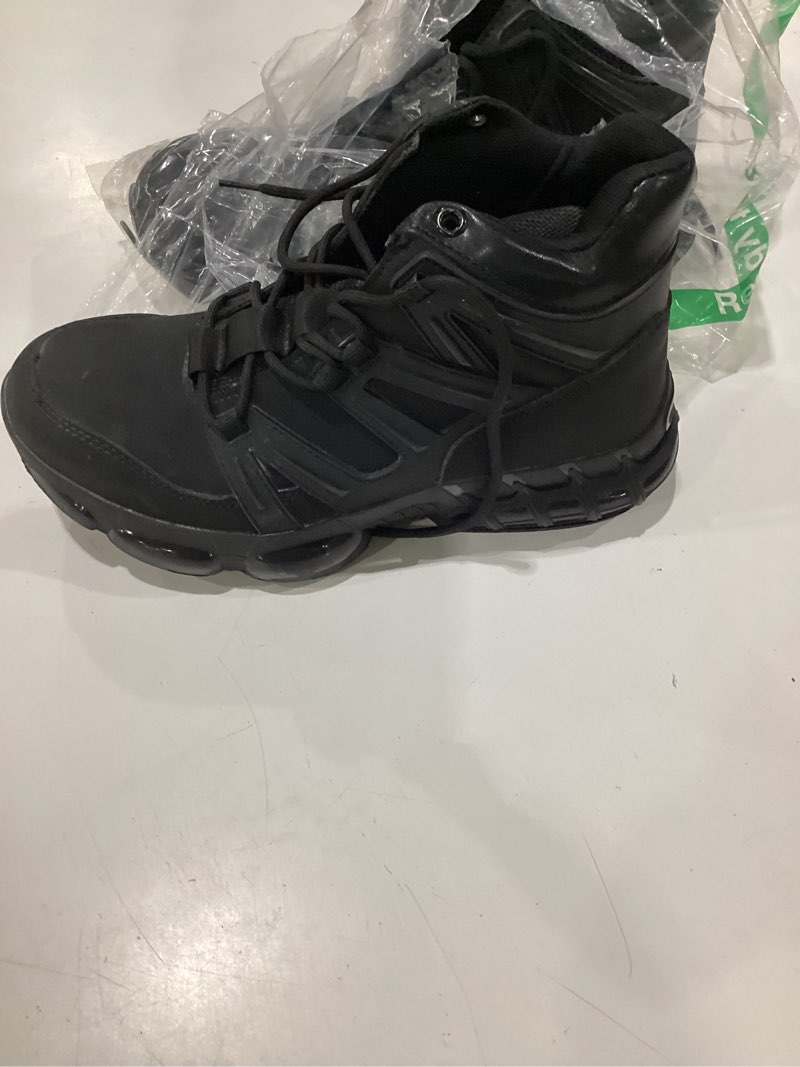 Condition photo showing As Is for koifish steel toe work boots for men women, waterproof lightweight steel toe boots, air cushion industrial construction safety shoes 8.5 women/7 men black