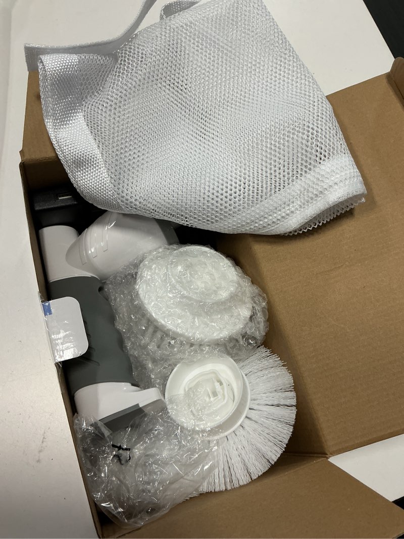 Condition photo showing Good Condition for Electric Spin Scrubber, Bathroom Shower Electric Scrubber for Cleaning Tub/Tile/Floor/Sink/Window, Power Cleaning Brush Rechargeable Cordless with 4 Replaceable Cleaner Brush Heads 01 Classic Grey