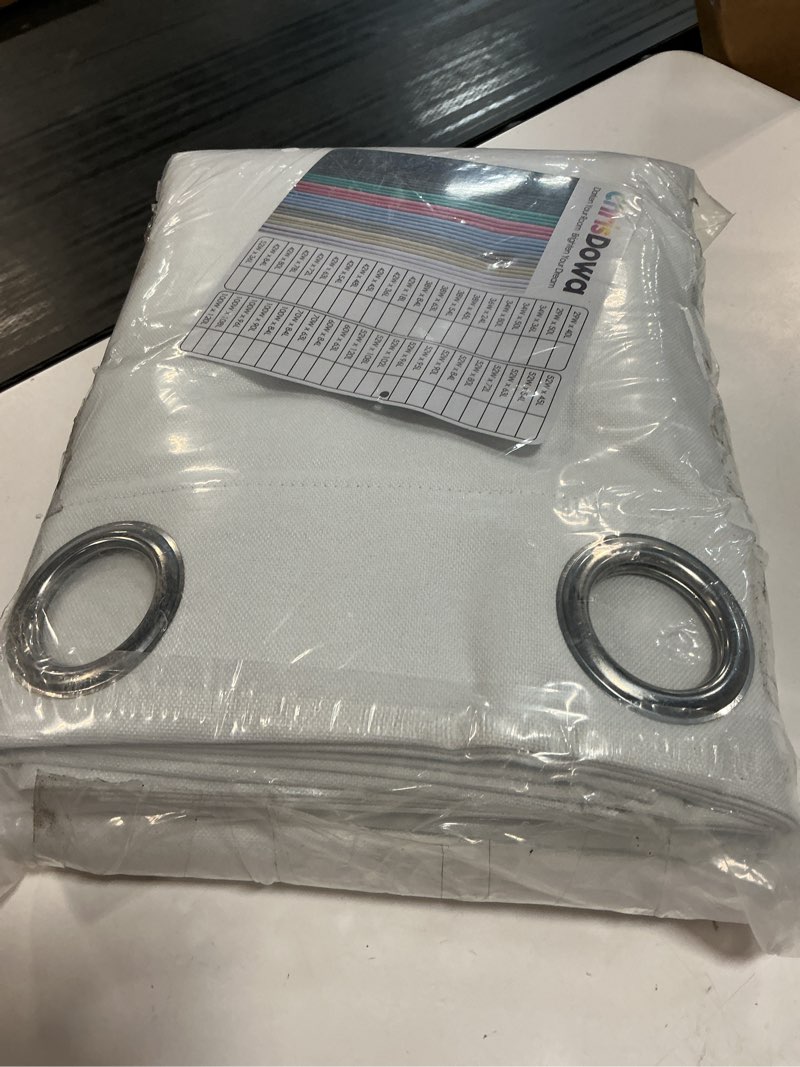 Condition photo showing New/Like New for chrisdowa 100% blackout pure white solid curtains 96 inches long 2 panels for bedroom living room,farmhouse room darkening thermal insulated soundproof grommet top window treatment drapes,52x96 52"w x 96"l (pack of 2) white