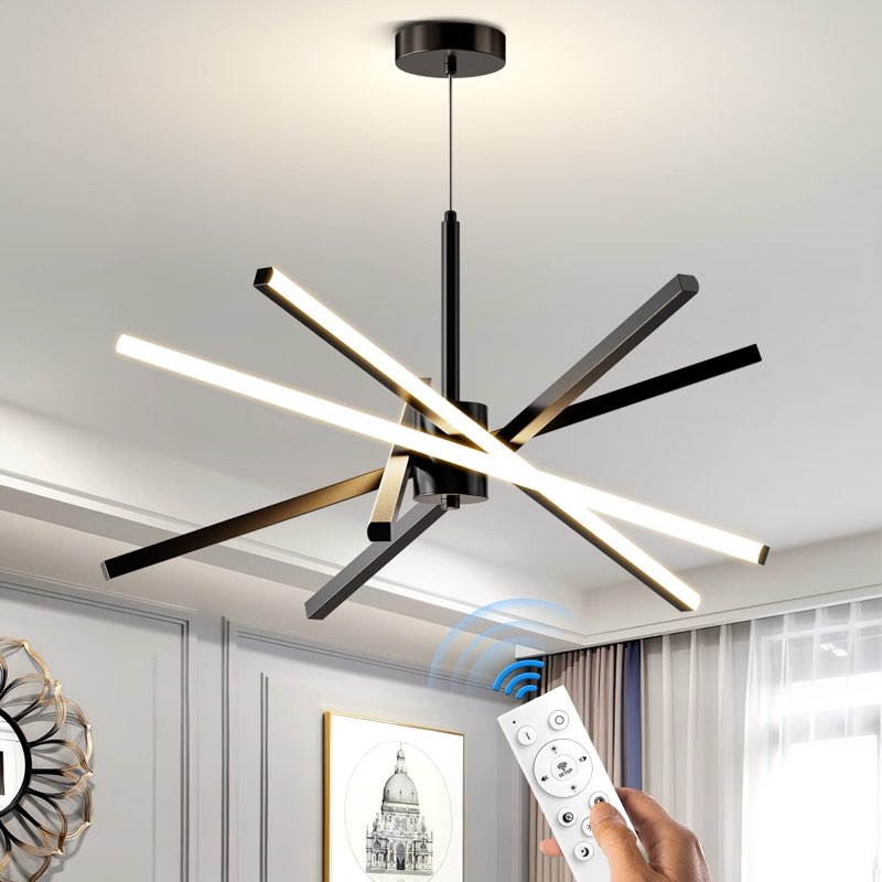 Modern Sputnik Chandelier Ceiling LED Black Pendant Light Embedded Mount Chandeliers Dining Room Lig