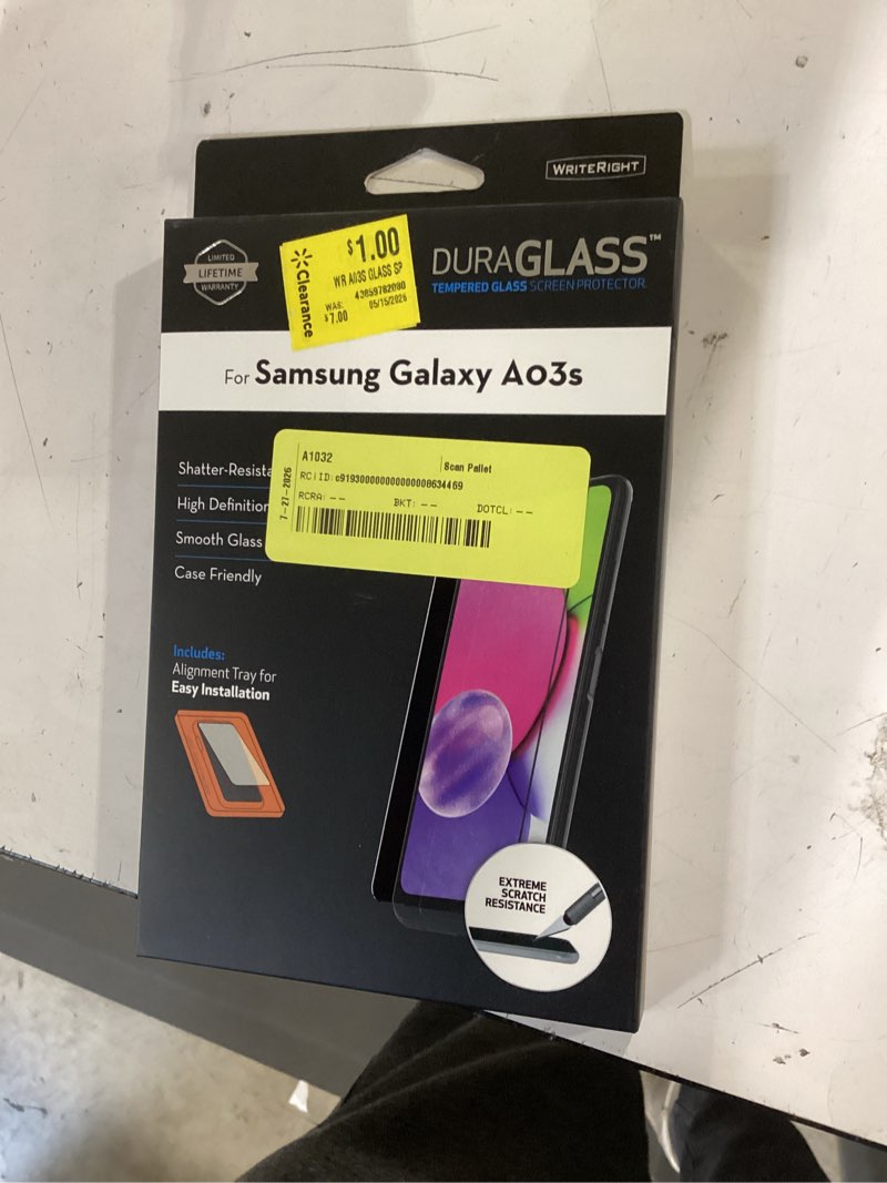 Condition photo showing New/Like New for duraglass tempered glass screen protector with quick installation tray for samsung galaxy a03s