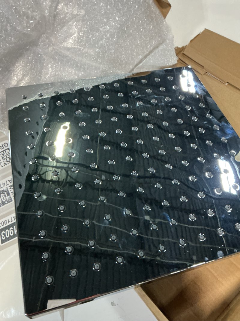 Condition photo showing Good Condition for hibbent cupc certified thickness metal shower head, 12'' high pressure shower heads, square large bathroom rainfall shower head with adjustable brass ball joint, waterfall full body coverage, chrome square 12'' chrome