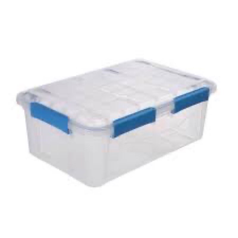 (Missing 2 lids) Ezy Storage 33.8qt IP67 Waterproof Storage Box: Stackable Clear Utility Bin, Polypropylene, 22.8\\\\\\\\\\\\\\\"x15.04\\\\\\\\\\\\\\\"x8.54\\\\\\\\\\\\\\\" 4 packs 