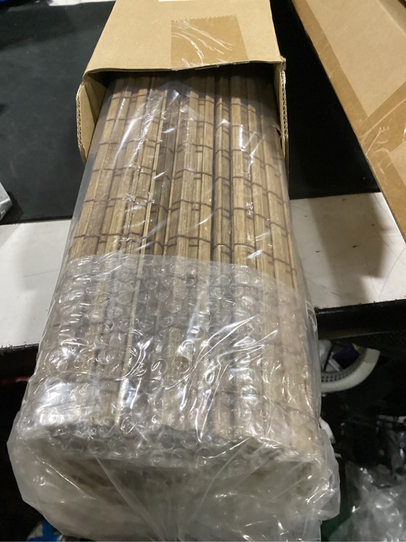 Condition photo showing New/Like New for lazblinds no drill bamboo roman shades, 24" w × 48" h, eastfield teak | cordless tool-free light filtering window treatment, roll up bamboo blinds for windows light filtering-eastfield teak 24" w × 48" h