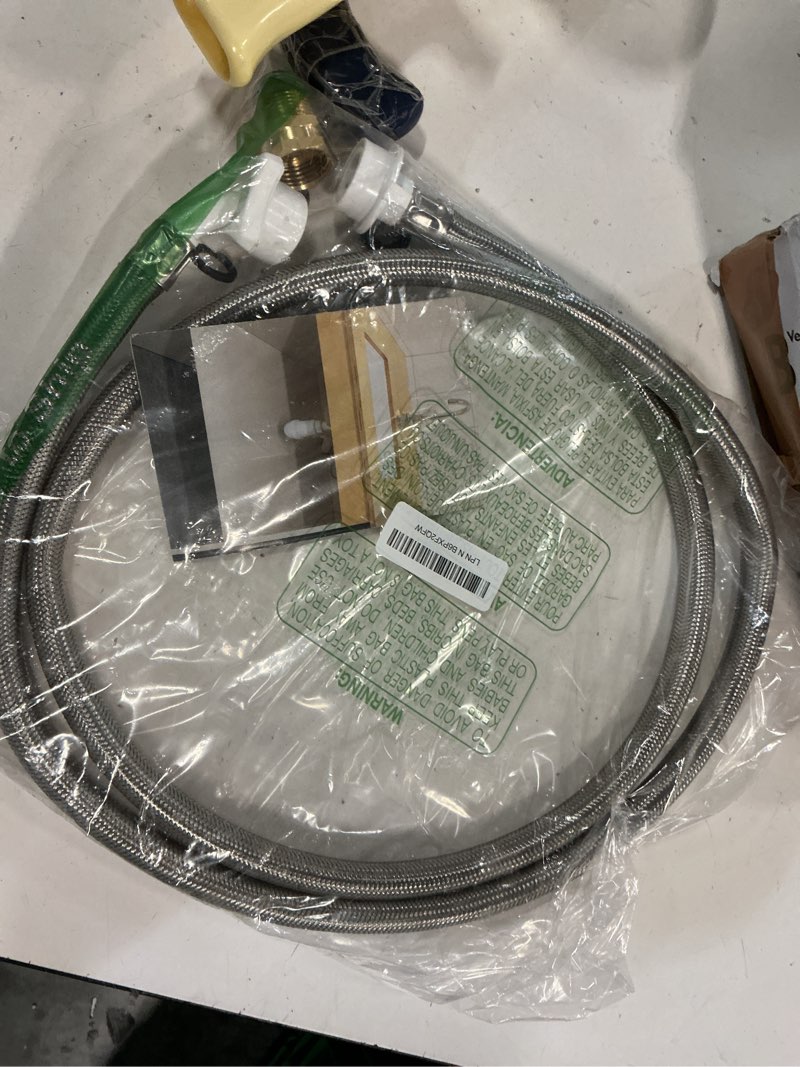 Condition photo showing New/Like New for stainless steel washing machine hose with quick connect?portable water inlet connection and supply line, (90 degree elbow) 6ft