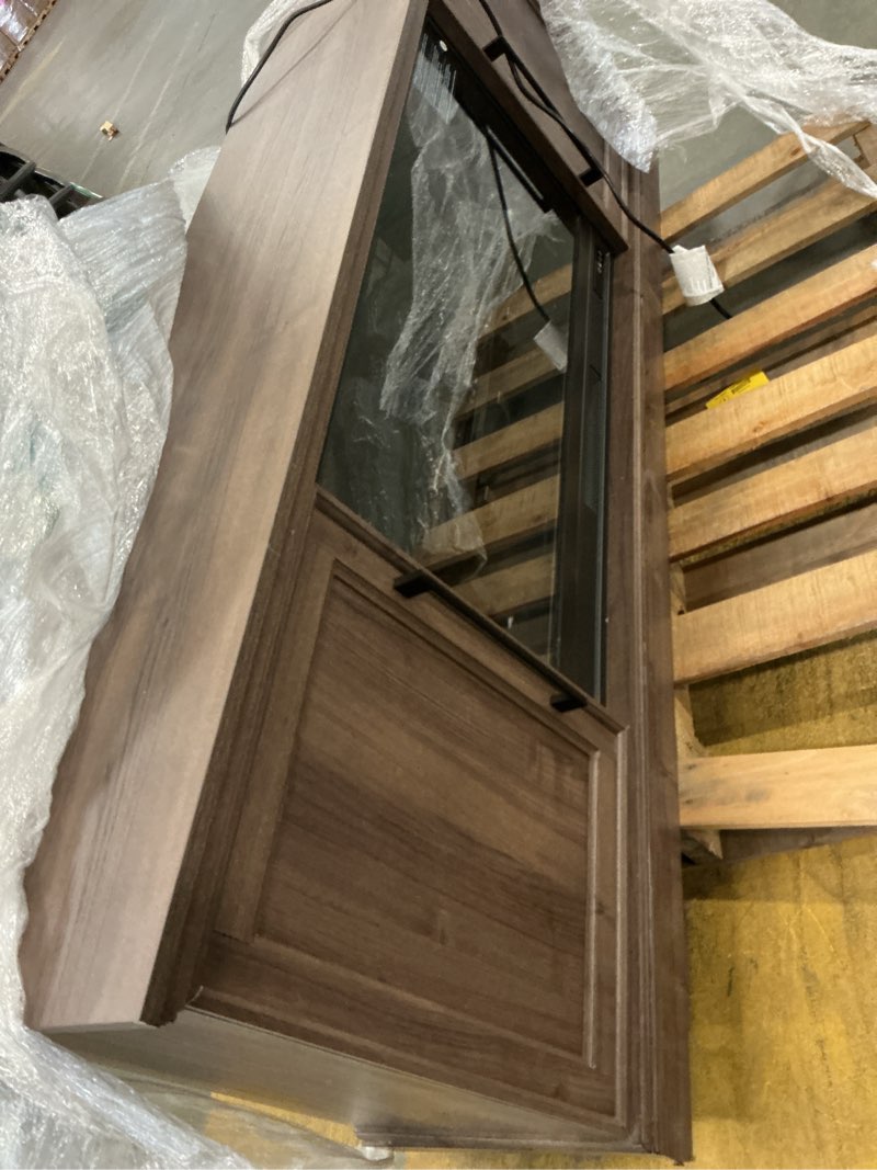 Condition photo showing As Is for 70" TV Stand for Living Room, Modern Entertainment Center & Media Console, Fits TVs up to 80", Storage Cabinet with Shelves, 36" Electric Fireplace with LED Flame (All Black) 70-inch All Black