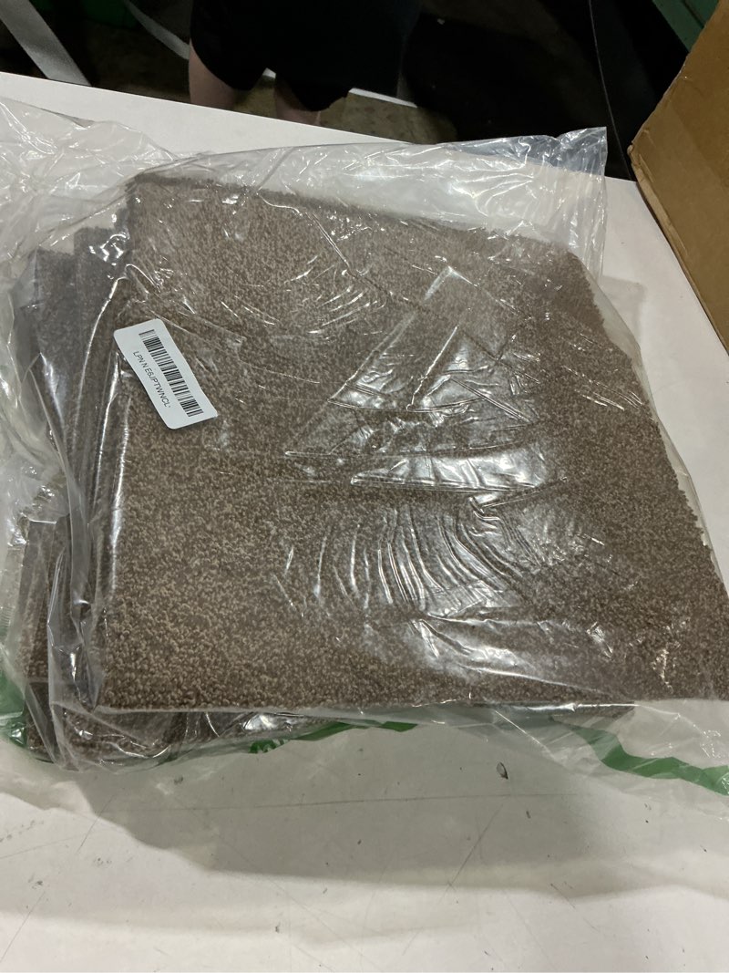 Condition photo showing Good Condition for area rugs for kitchen,living room,6 pieces 12"x12" super absorbent and diy square carpet,non slip machine washable rug,soft indoor floor carpet for bedroom,office,sink,laundry,brown 12" x 12''(6pc) brown