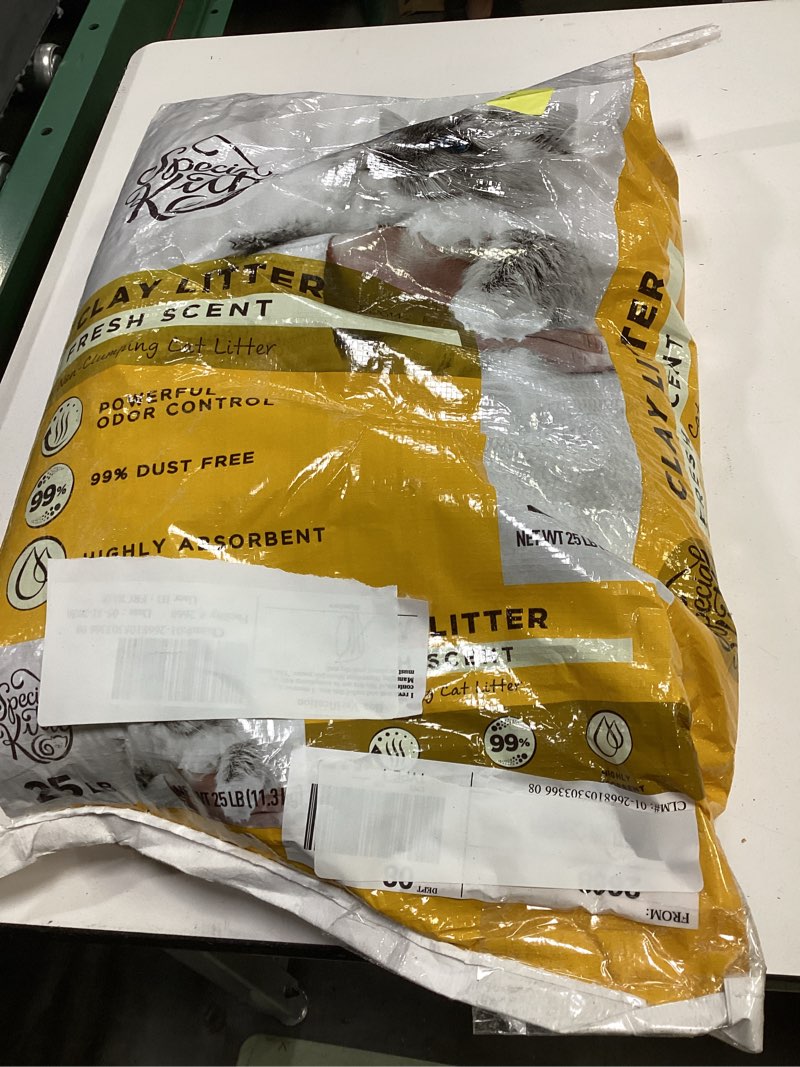 Condition photo showing As Is for special kitty non-clumping clay cat litter, fresh scent, 25 lb bag, 1 count