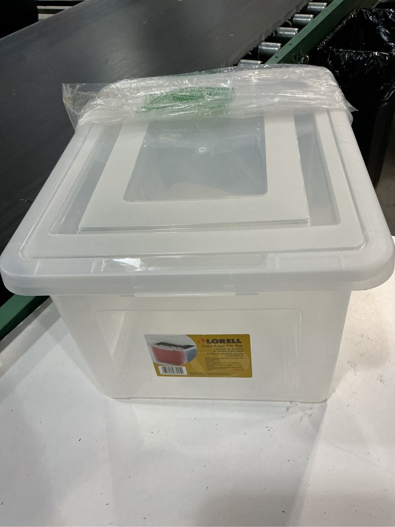 Condition photo showing Good Condition for lorell llr68925 letter/legal plastic file box, 1 ea, clear