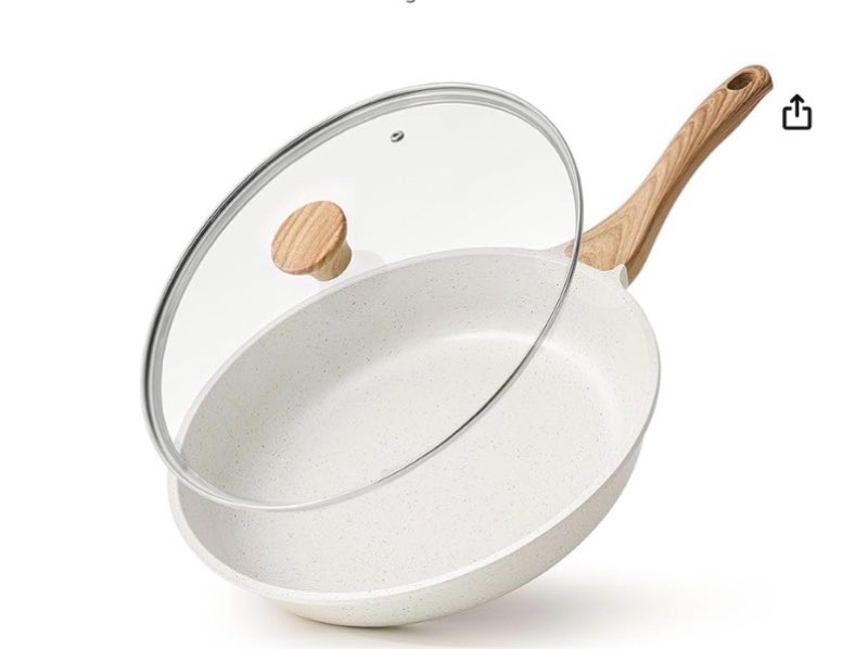 sensarte nonstick ceramic frying pan skillet with lid, 12.5 inch omelet pan, healthy non toxic chefs