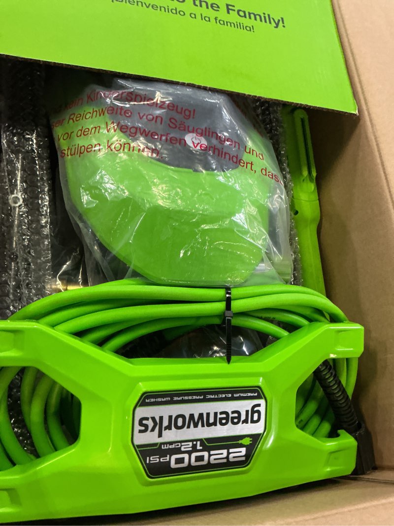Condition photo showing Good Condition for greenworks 2200-psi 1.2-gpm cold water electric pressure washer with 4 spray tips