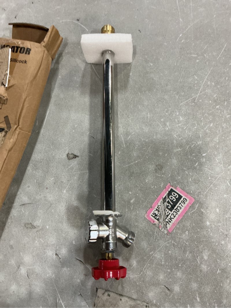 Condition photo showing Good Condition for sungator frost free sillcock, 12" push fit anti-siphon hydrant, 3/4-inch hose bibb x 1/2-inch push adapter, no lead brass valve, with 1 disconnect clip and 1 sealing tape
