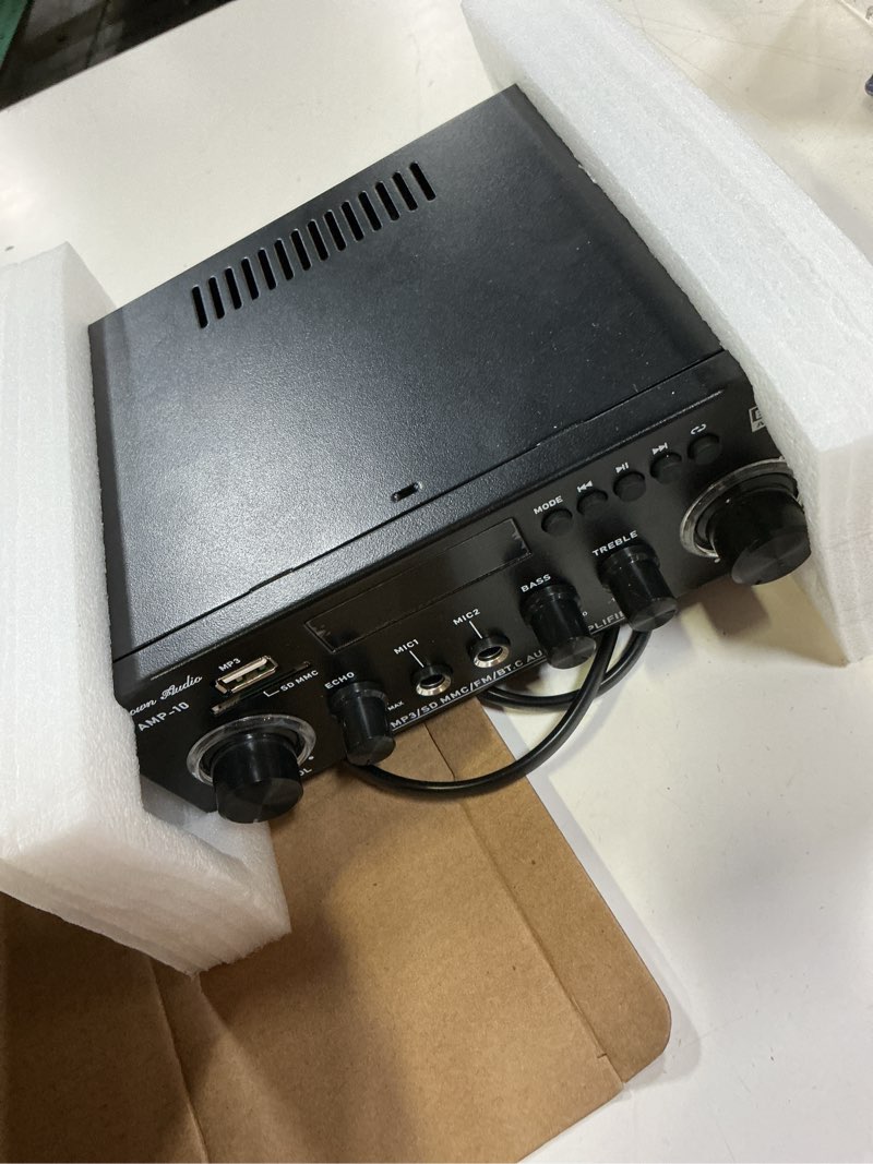 Condition photo showing Good Condition for amp10 amplifier home audio,400w power amplifier 2 channel stereo receiver with bluetooth 5.0,active subwoofer output, fm radio, usb/sd/aux, mic, remote control for home theater black