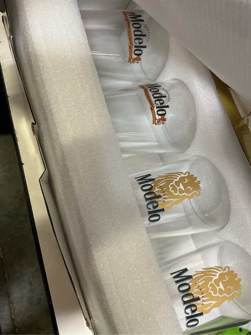 Condition photo showing New/Like New for lord's rocks modelo beer glasses 16oz pint glass - set of 4 authentically licensed compatible