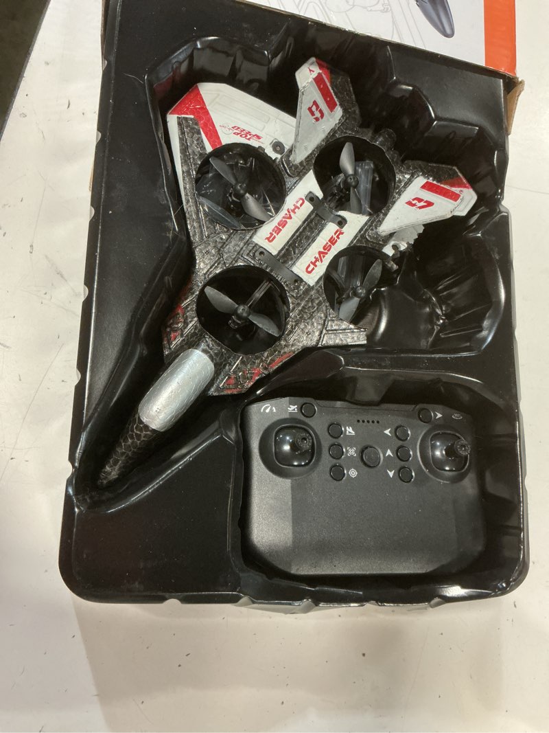 Condition photo showing As Is for rc plane, foam remote control airplane, drone for kids, rc aircraft for boys and girls, fighter jet helicopter with led lights, altitude hold, 360° flip stunt rotation, speed adjust flying toy red