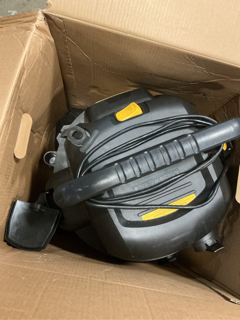 Condition photo showing As Is for dewalt 9 gallon wet/dry vac, heavy-duty shop vacuum with attachments, 5 peak hp, with blower function, dxv09pa