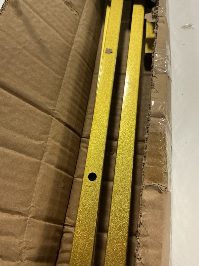 Condition photo showing Good Condition for ARTASY 50" Gold Easel Stand for Wedding Sign, Adjustable Metal Easel for Display, Poster, Painting Canvas, Portable Large Welcome Sign Stand for Home and Office Gold 50" Height