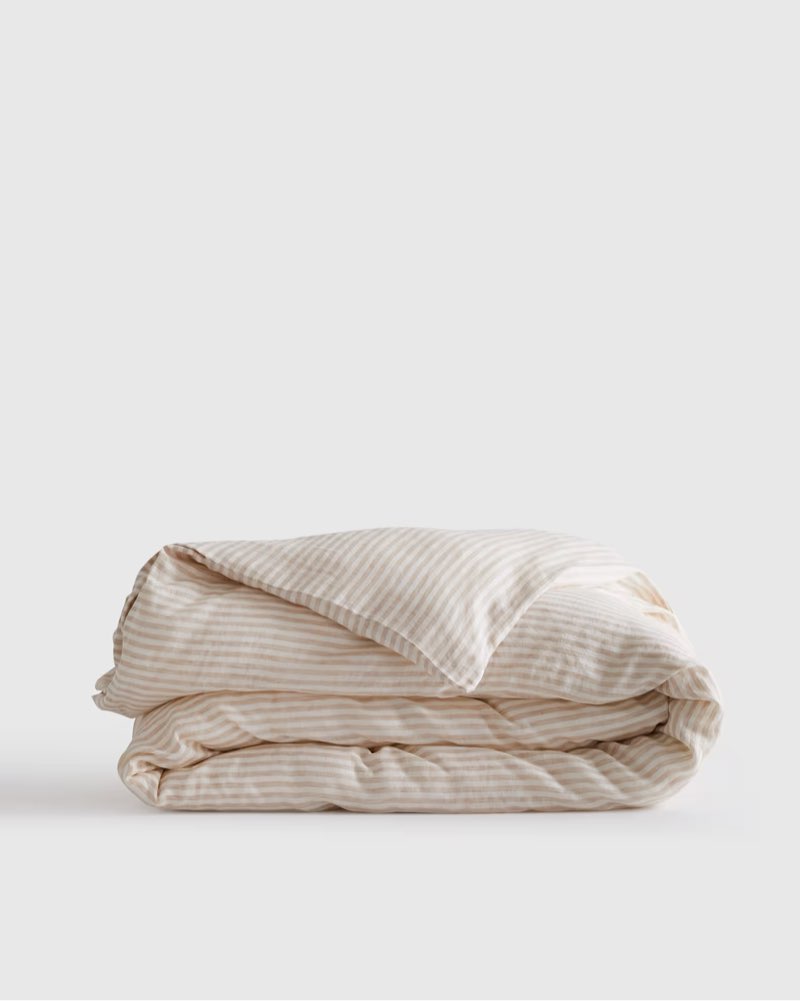 european linen duvet cover natural stripe