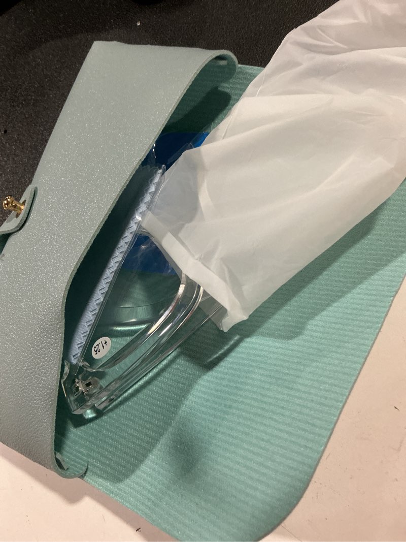 Condition photo showing New/Like New for feisedy retro square thick big frame blue light blocking reading glasses anti glare digital eyestrain reader b2523 clear 1.25 x