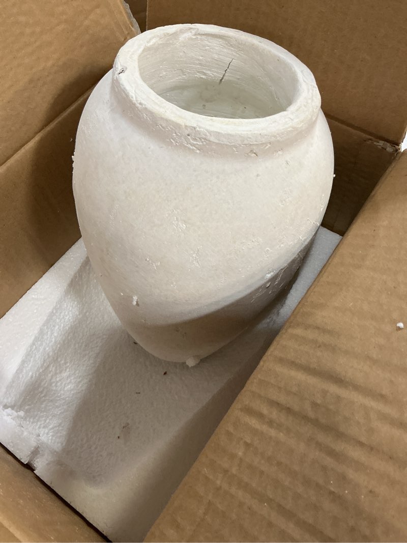 Condition photo showing Good Condition for Handcrafted Flower Vase, 10.5" Tall Terracotta Vases, Vintage White Vase, Rustic Antique Décor, Wide Mouth, Matte Finish for Home Office Resto Café Decoration White 10.5"